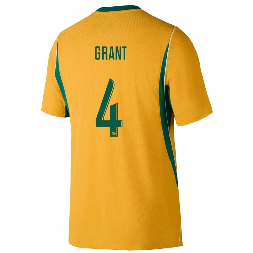 Danxen Hombre Camiseta Australia Rhyan Grant #4 Amarillo Verde 1ª Equipación 26-28 La Camisa