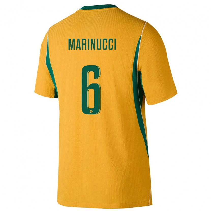 Danxen Hombre Camiseta Australia Lewis Marinucci #6 Amarillo Verde 1ª Equipación 26-28 La Camisa