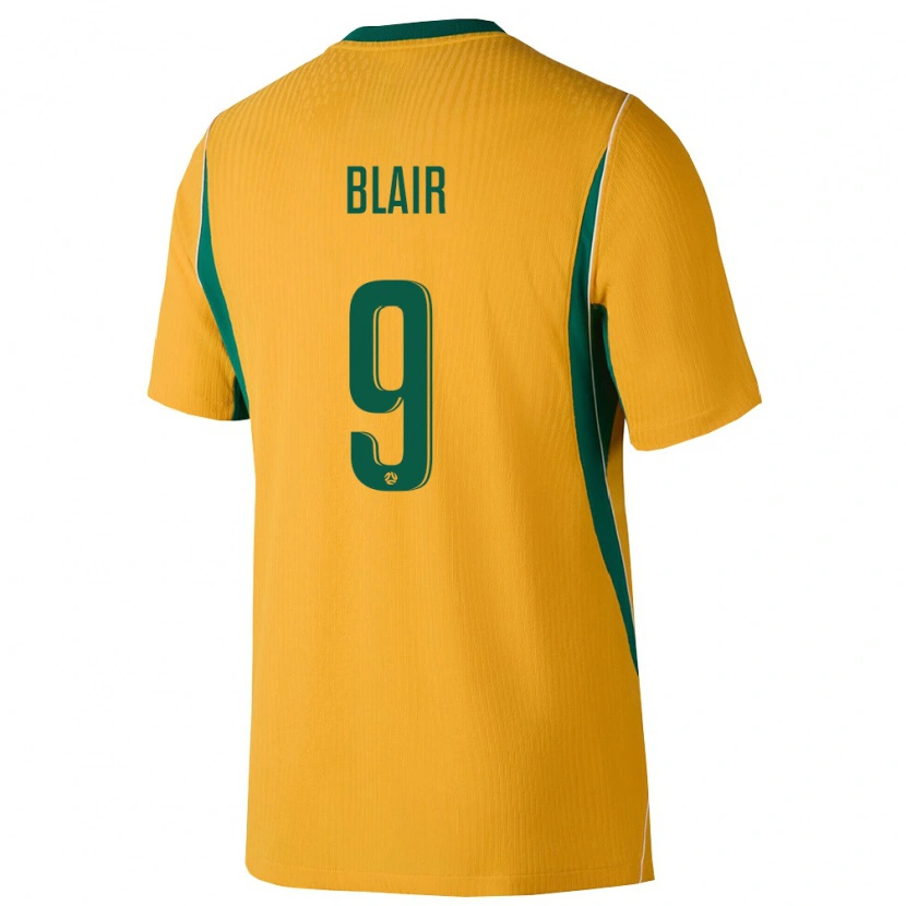 Danxen Hombre Camiseta Australia Nathanael Blair #9 Amarillo Verde 1ª Equipación 26-28 La Camisa