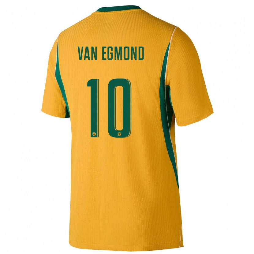 Danxen Hombre Camiseta Australia Emily Van Egmond #10 Amarillo Verde 1ª Equipación 26-28 La Camisa