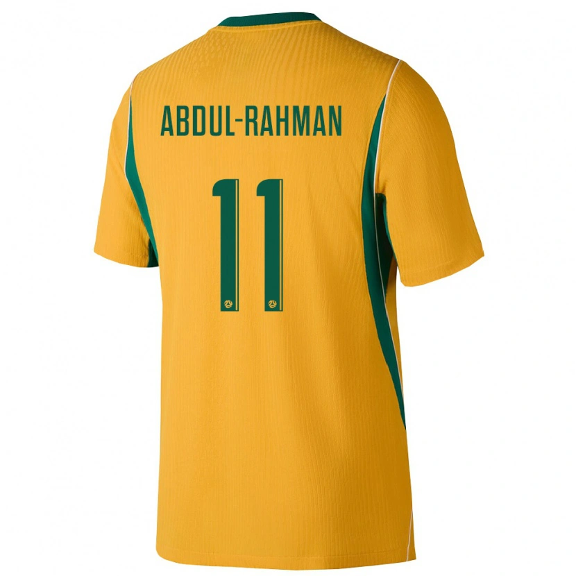 Danxen Hombre Camiseta Australia Alaat Abdul-Rahman #11 Amarillo Verde 1ª Equipación 26-28 La Camisa