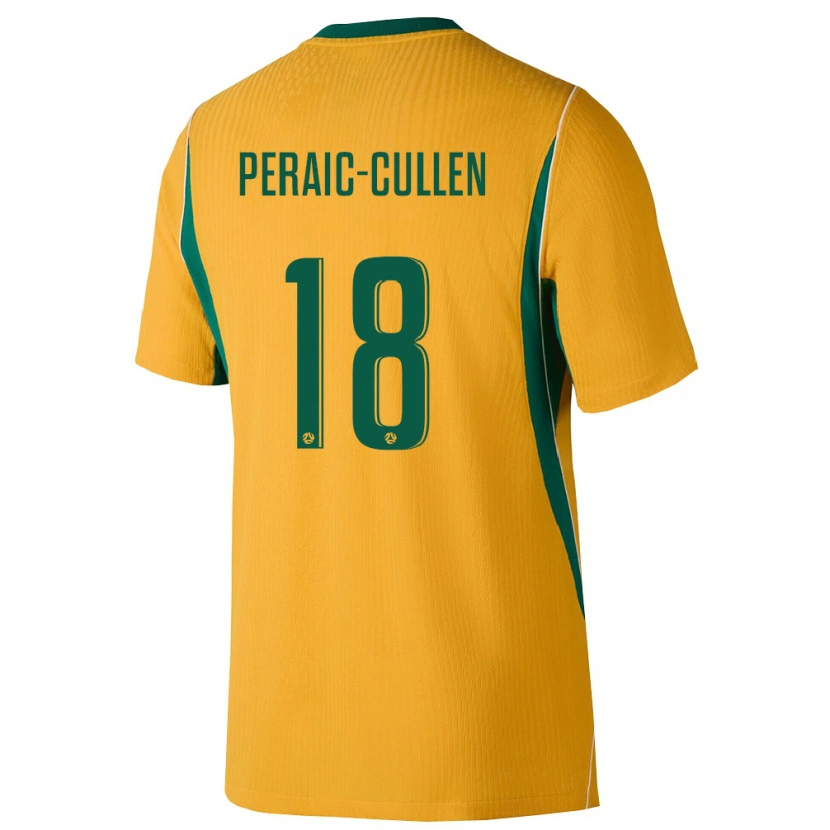 Danxen Hombre Camiseta Australia Dylan Peraić-Cullen #18 Amarillo Verde 1ª Equipación 26-28 La Camisa