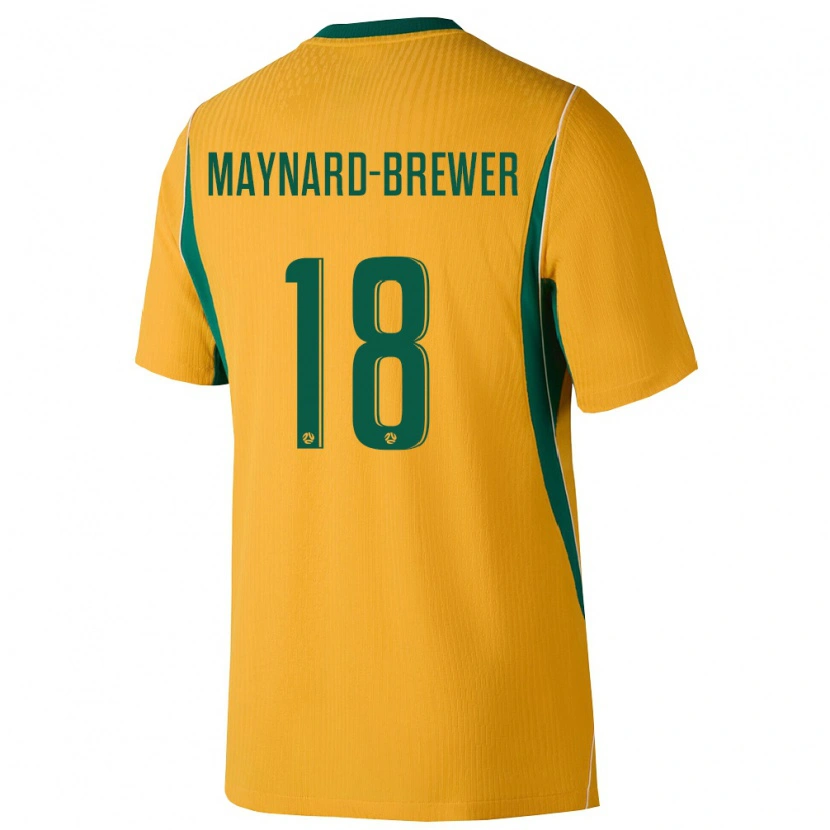Danxen Hombre Camiseta Australia Ashley Maynard Brewer #18 Amarillo Verde 1ª Equipación 26-28 La Camisa
