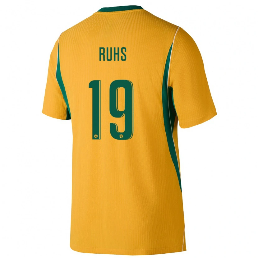 Danxen Hombre Camiseta Australia Michael Ruhs #19 Amarillo Verde 1ª Equipación 26-28 La Camisa