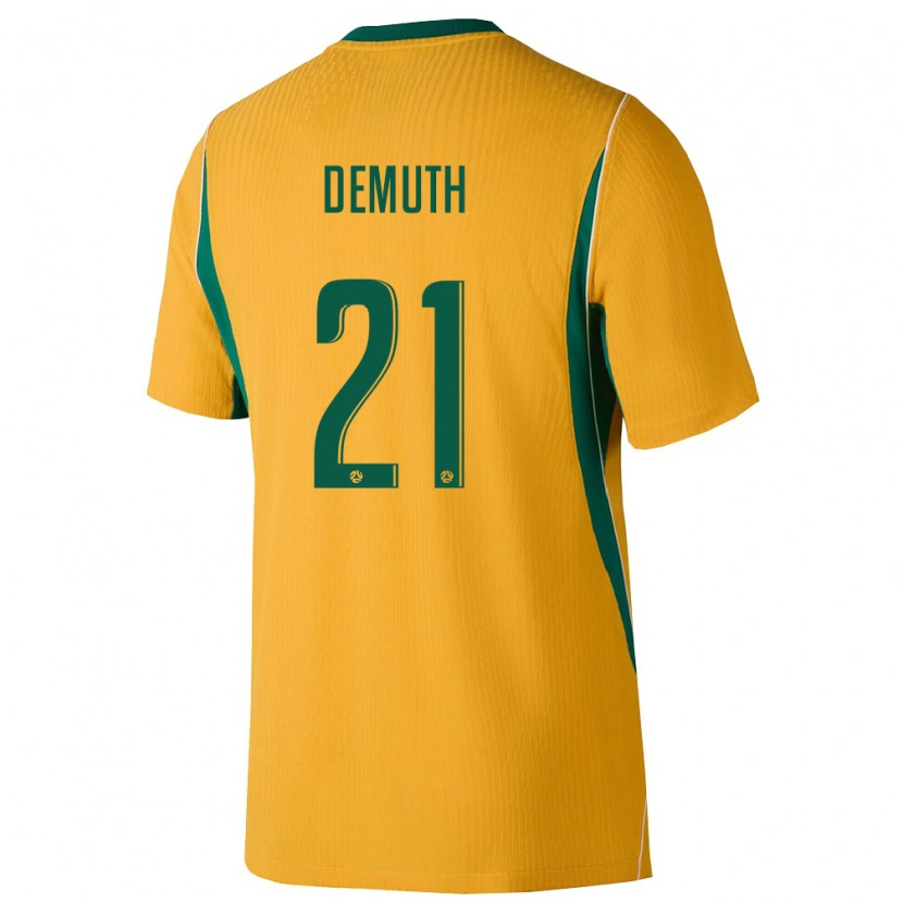 Danxen Hombre Camiseta Australia Luka Demuth #21 Amarillo Verde 1ª Equipación 26-28 La Camisa