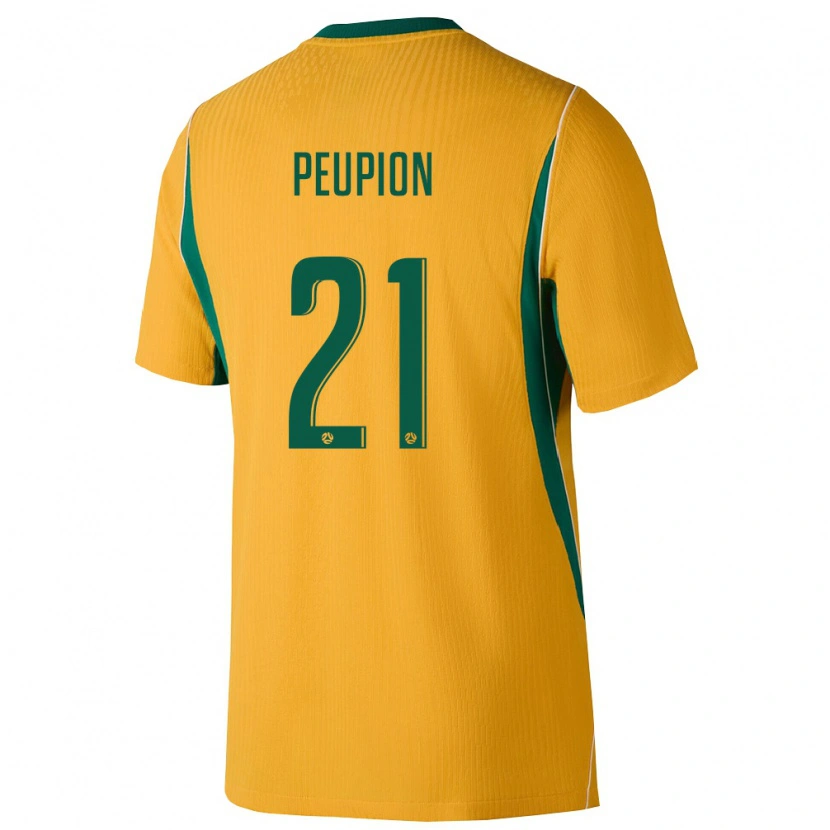Danxen Hombre Camiseta Australia Cameron Peupion #21 Amarillo Verde 1ª Equipación 26-28 La Camisa