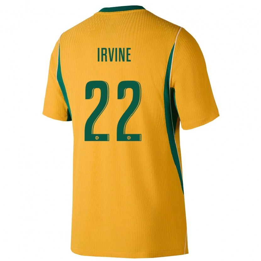 Danxen Hombre Camiseta Australia Jackson Irvine #22 Amarillo Verde 1ª Equipación 26-28 La Camisa