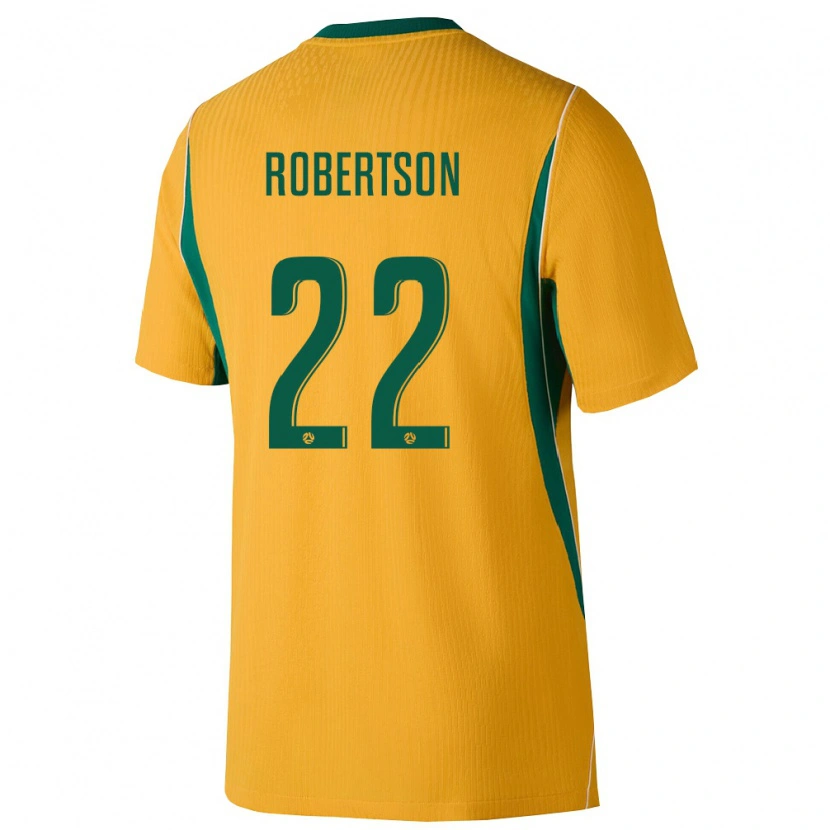 Danxen Hombre Camiseta Australia Alex Robertson #22 Amarillo Verde 1ª Equipación 26-28 La Camisa