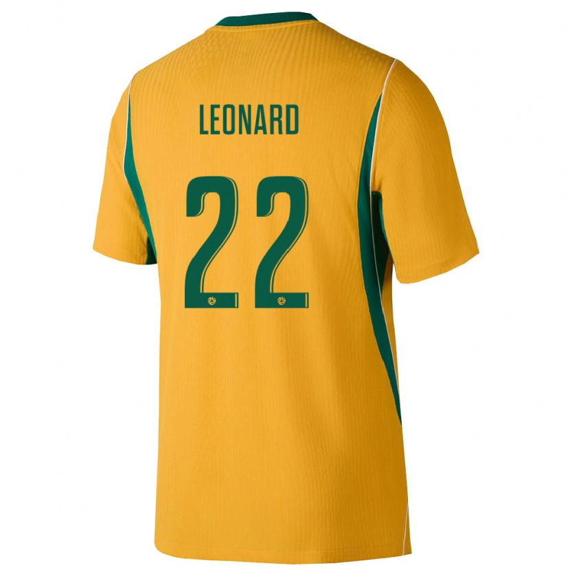 Danxen Hombre Camiseta Australia Dylan Leonard #22 Amarillo Verde 1ª Equipación 26-28 La Camisa