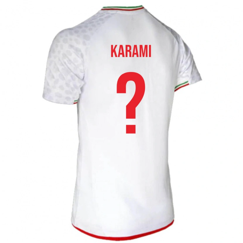 Danxen Hombre Camiseta Irán Iliya Karami #0 Blanco Rojo 1ª Equipación 26-28 La Camisa