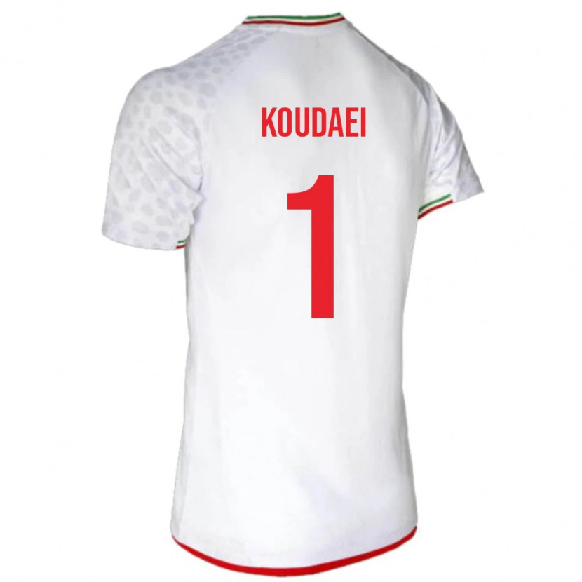 Danxen Hombre Camiseta Irán Zohreh Koudaei #1 Blanco Rojo 1ª Equipación 26-28 La Camisa