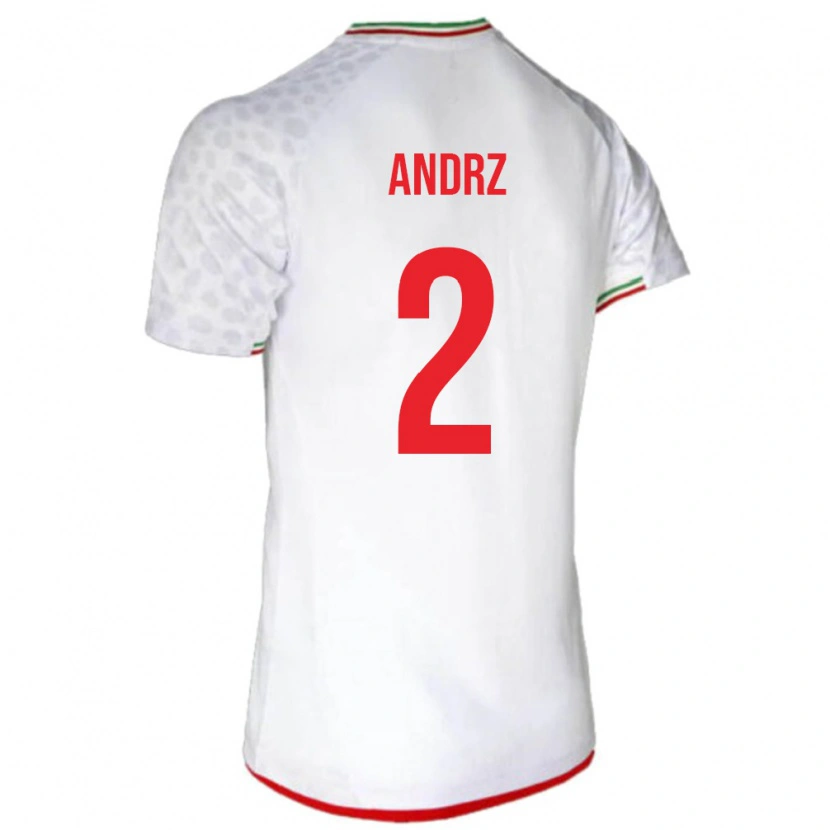 Danxen Hombre Camiseta Irán Nima Andrz #2 Blanco Rojo 1ª Equipación 26-28 La Camisa