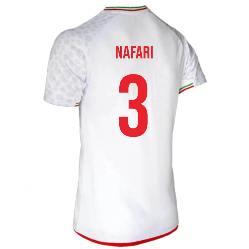 Danxen Hombre Camiseta Irán Hesam Nafari #3 Blanco Rojo 1ª Equipación 26-28 La Camisa