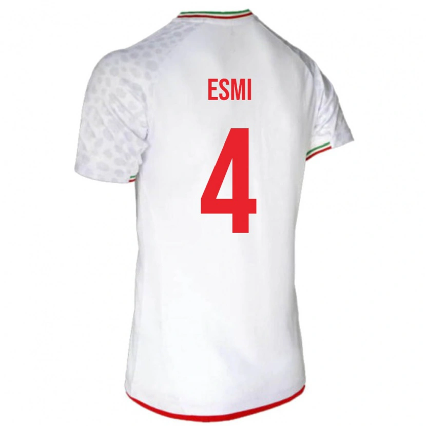 Danxen Hombre Camiseta Irán Pouya Esmi #4 Blanco Rojo 1ª Equipación 26-28 La Camisa