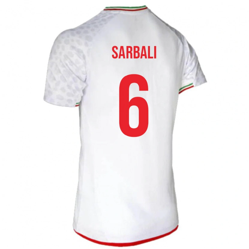 Danxen Hombre Camiseta Irán Zahra Sarbali #6 Blanco Rojo 1ª Equipación 26-28 La Camisa