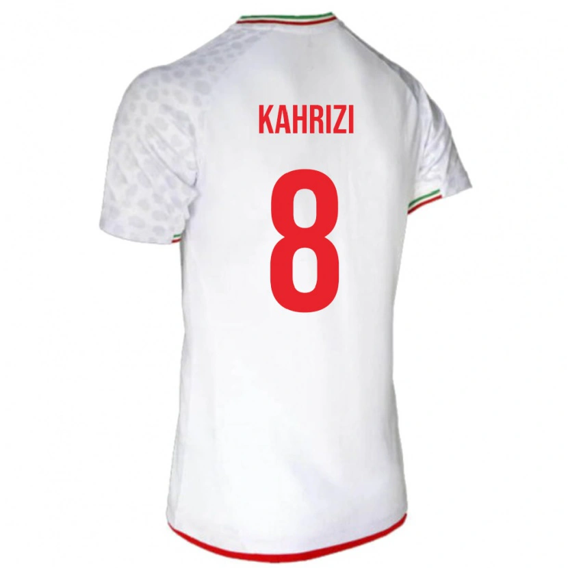 Danxen Hombre Camiseta Irán Abbas Kahrizi #8 Blanco Rojo 1ª Equipación 26-28 La Camisa