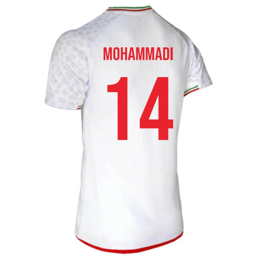 Danxen Hombre Camiseta Irán Abolfazl Mohammadi #14 Blanco Rojo 1ª Equipación 26-28 La Camisa