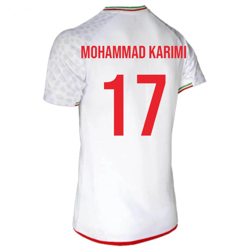 Danxen Hombre Camiseta Irán Seyed Mohammad Karimi #17 Blanco Rojo 1ª Equipación 26-28 La Camisa