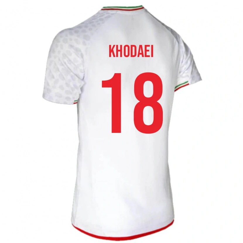 Danxen Hombre Camiseta Irán Alireza Khodaei #18 Blanco Rojo 1ª Equipación 26-28 La Camisa