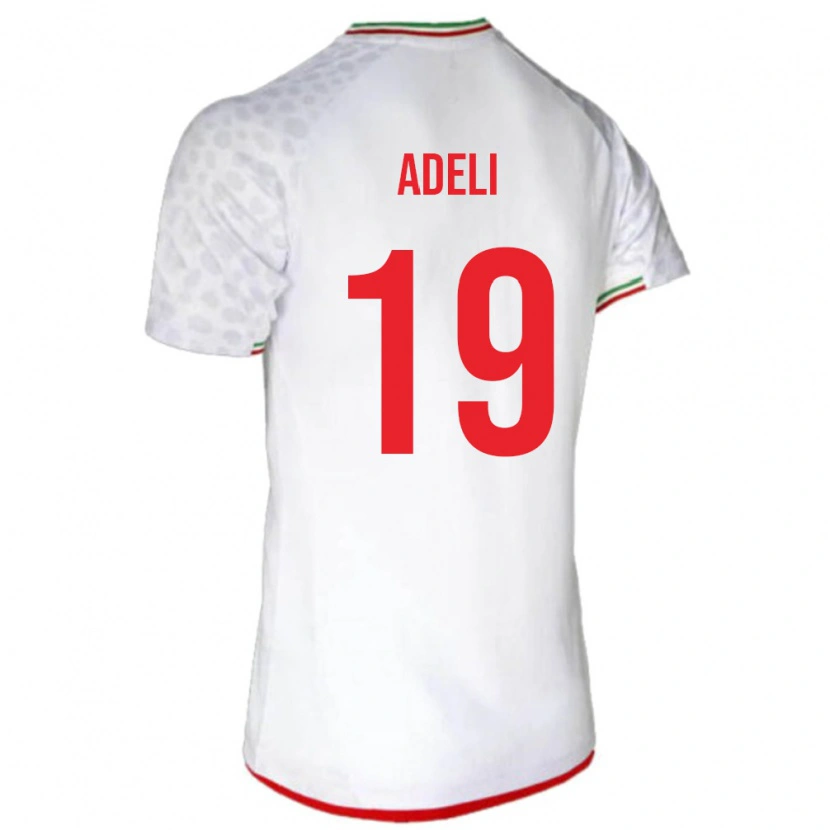 Danxen Hombre Camiseta Irán Fatemeh Adeli #19 Blanco Rojo 1ª Equipación 26-28 La Camisa
