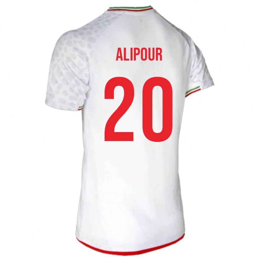 Danxen Hombre Camiseta Irán Ali Alipour #20 Blanco Rojo 1ª Equipación 26-28 La Camisa
