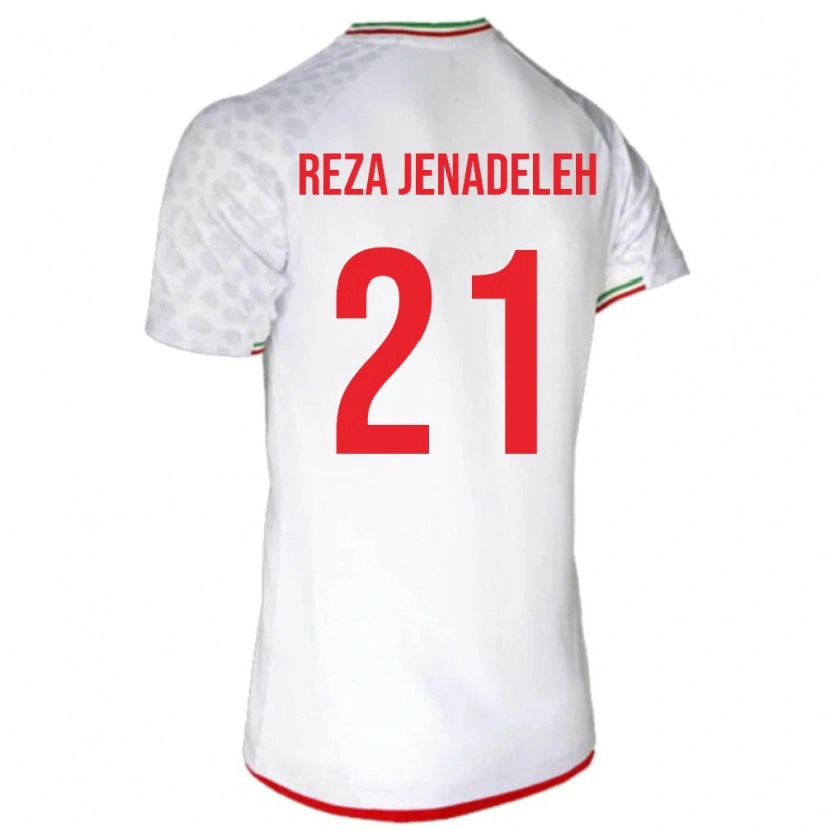 Danxen Hombre Camiseta Irán Ahmad Reza Jenadeleh #21 Blanco Rojo 1ª Equipación 26-28 La Camisa