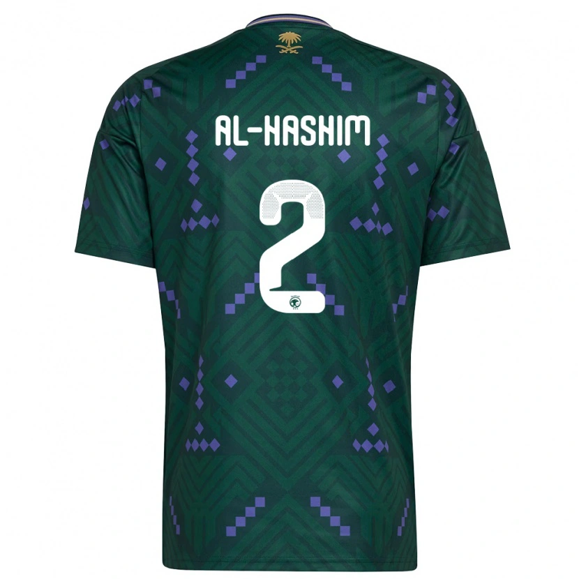Danxen Hombre Camiseta Arabia Saudita Jawad Al-Hashim #2 Verde Púrpura Blanco 1ª Equipación 26-28 La Camisa