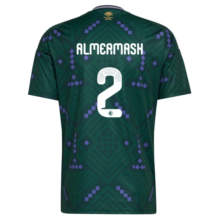Danxen Hombre Camiseta Arabia Saudita Oama Almermash #2 Verde Púrpura Blanco 1ª Equipación 26-28 La Camisa