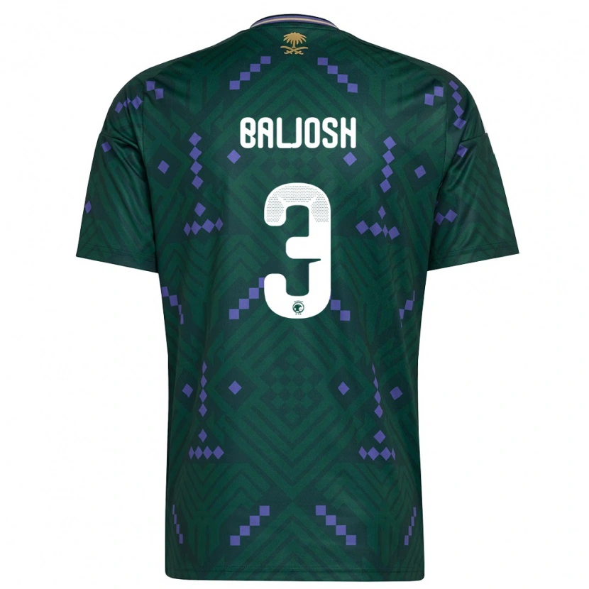 Danxen Hombre Camiseta Arabia Saudita Turki Baljosh #3 Verde Púrpura Blanco 1ª Equipación 26-28 La Camisa