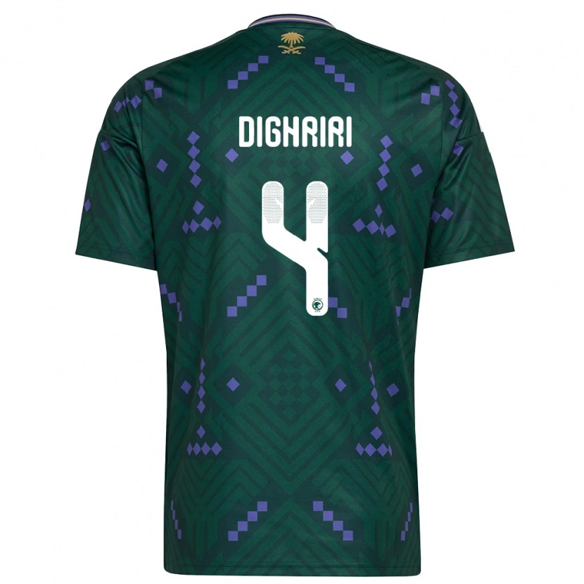 Danxen Hombre Camiseta Arabia Saudita Khalid Dighriri #4 Verde Púrpura Blanco 1ª Equipación 26-28 La Camisa