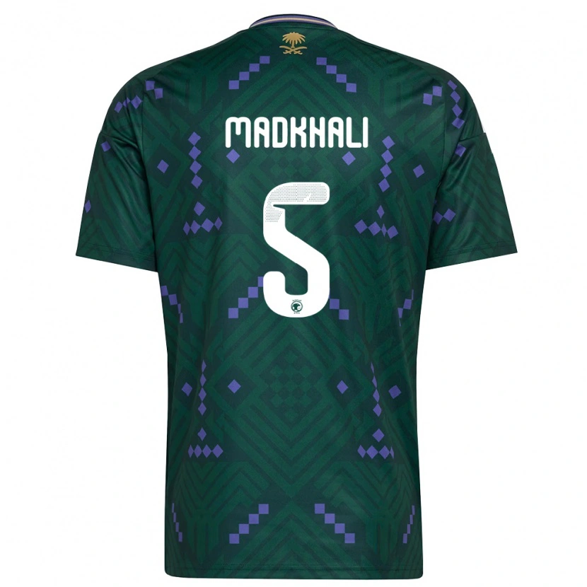 Danxen Hombre Camiseta Arabia Saudita Mohammed Madkhali #5 Verde Púrpura Blanco 1ª Equipación 26-28 La Camisa