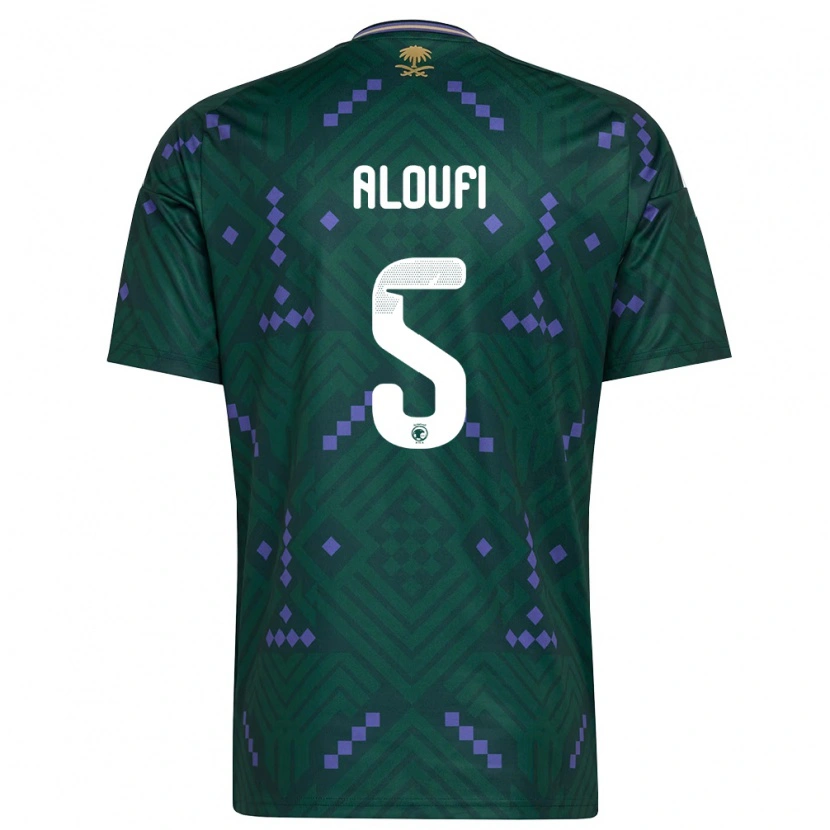 Danxen Hombre Camiseta Arabia Saudita Mohammed Aloufi #5 Verde Púrpura Blanco 1ª Equipación 26-28 La Camisa