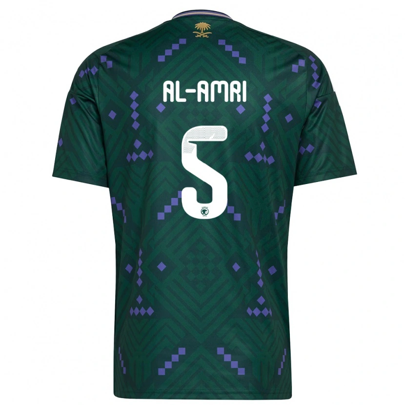 Danxen Hombre Camiseta Arabia Saudita Husam Al-Amri #5 Verde Púrpura Blanco 1ª Equipación 26-28 La Camisa