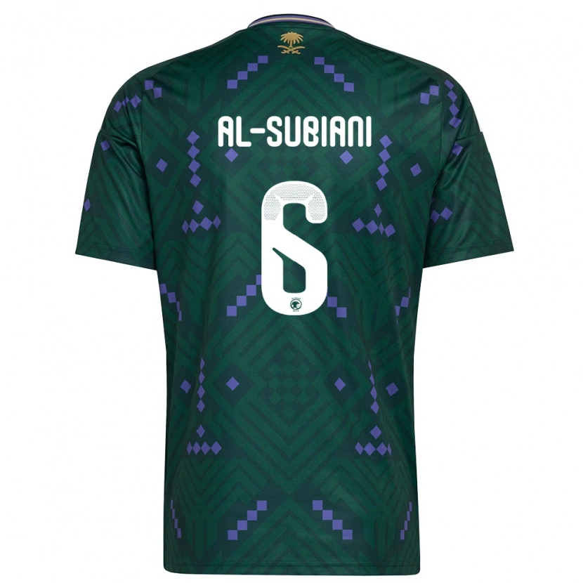 Danxen Hombre Camiseta Arabia Saudita Faisal Al-Subiani #6 Verde Púrpura Blanco 1ª Equipación 26-28 La Camisa