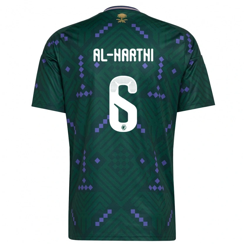 Danxen Hombre Camiseta Arabia Saudita Adel Al-Harthi #6 Verde Púrpura Blanco 1ª Equipación 26-28 La Camisa