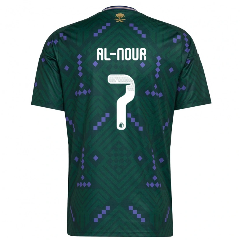 Danxen Hombre Camiseta Arabia Saudita Waleed Al-Nour #7 Verde Púrpura Blanco 1ª Equipación 26-28 La Camisa