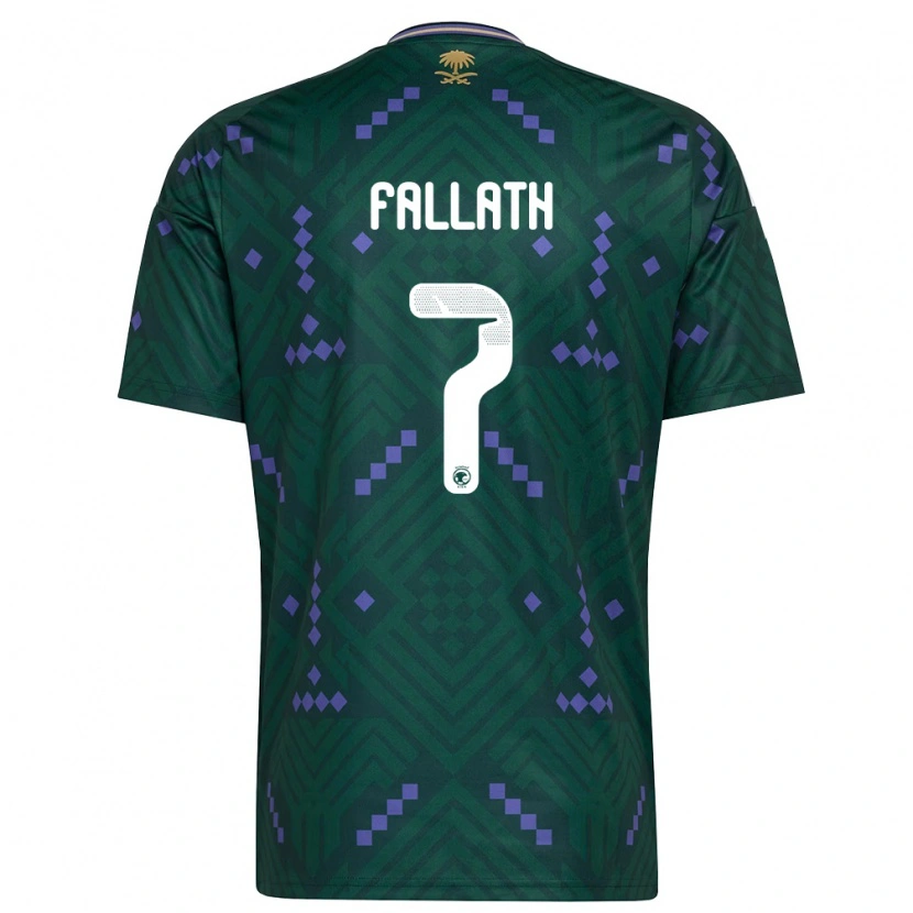 Danxen Hombre Camiseta Arabia Saudita Fahad Fallath #7 Verde Púrpura Blanco 1ª Equipación 26-28 La Camisa