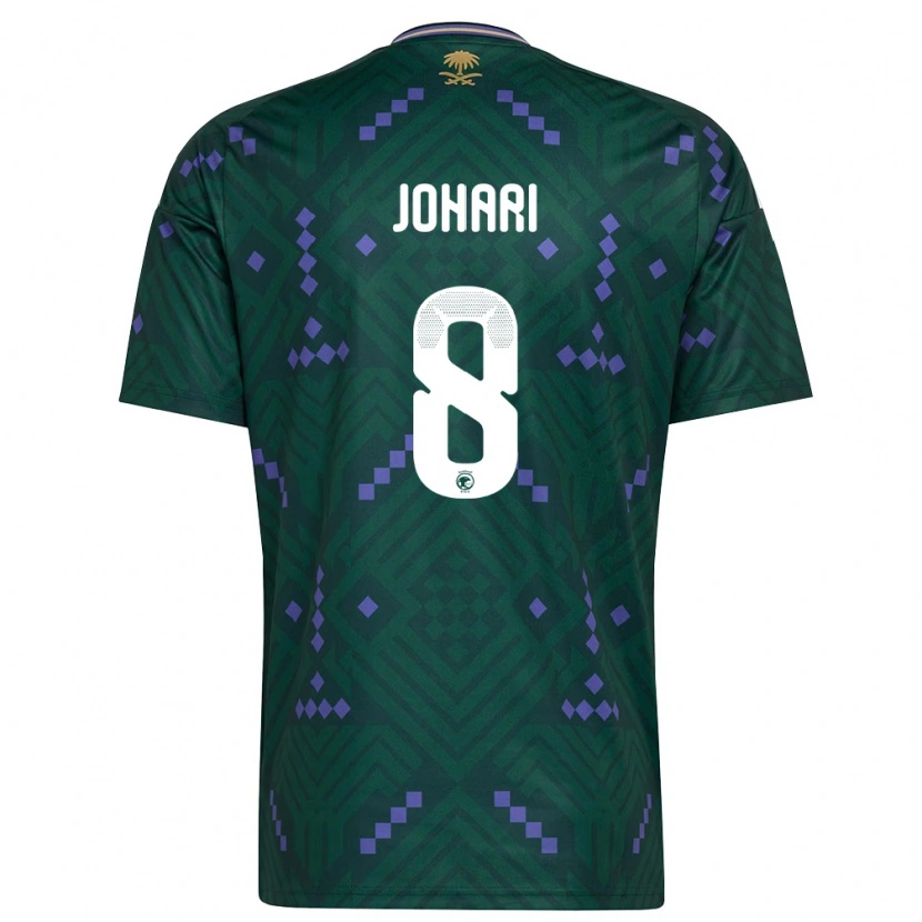 Danxen Hombre Camiseta Arabia Saudita Layan Johari #8 Verde Púrpura Blanco 1ª Equipación 26-28 La Camisa