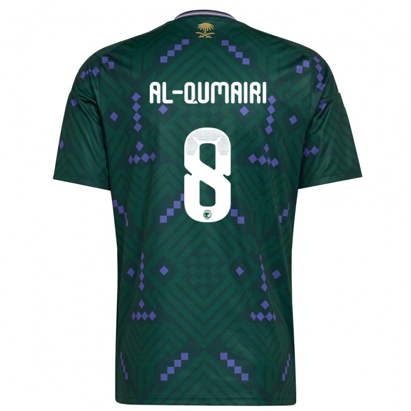 Danxen Hombre Camiseta Arabia Saudita Nawaf Al Qumairi #8 Verde Púrpura Blanco 1ª Equipación 26-28 La Camisa