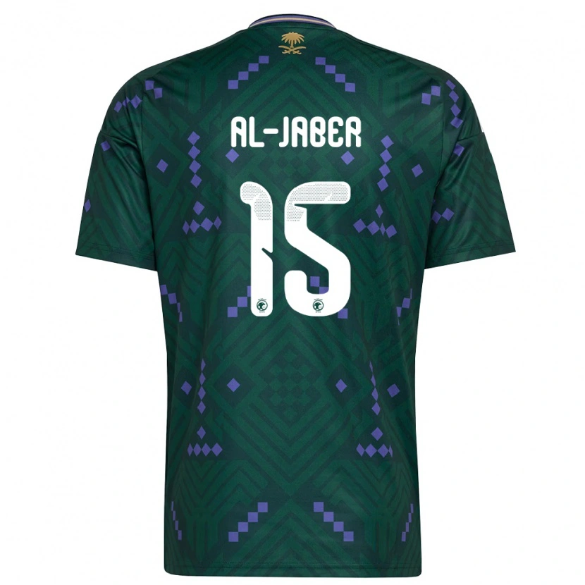 Danxen Hombre Camiseta Arabia Saudita Abdulmalik Al-Jaber #15 Verde Púrpura Blanco 1ª Equipación 26-28 La Camisa
