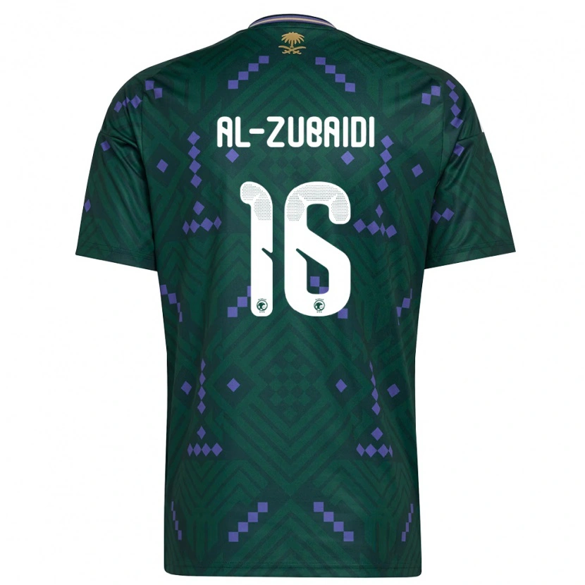 Danxen Hombre Camiseta Arabia Saudita Yaseen Al-Zubaidi #16 Verde Púrpura Blanco 1ª Equipación 26-28 La Camisa
