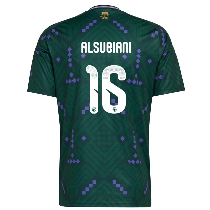 Danxen Hombre Camiseta Arabia Saudita Faisal Alsubiani #16 Verde Púrpura Blanco 1ª Equipación 26-28 La Camisa