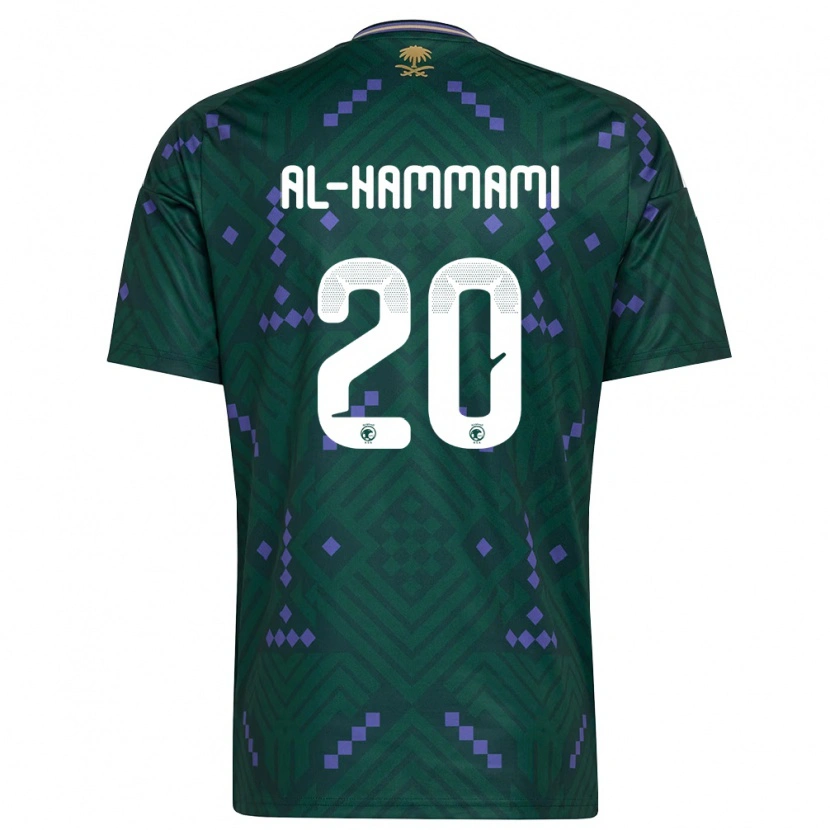 Danxen Hombre Camiseta Arabia Saudita Hammam Al-Hammami #20 Verde Púrpura Blanco 1ª Equipación 26-28 La Camisa