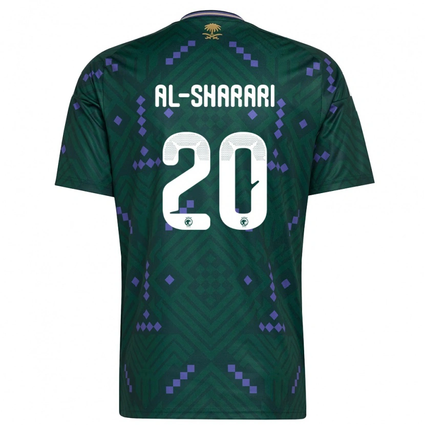 Danxen Hombre Camiseta Arabia Saudita Essa Al-Sharari #20 Verde Púrpura Blanco 1ª Equipación 26-28 La Camisa