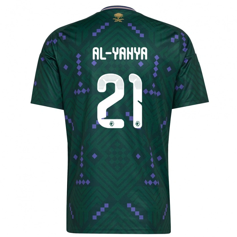 Danxen Hombre Camiseta Arabia Saudita Muhannad Al-Yahya #21 Verde Púrpura Blanco 1ª Equipación 26-28 La Camisa