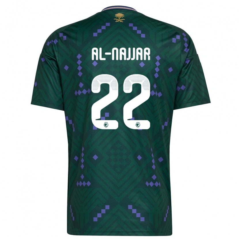 Danxen Hombre Camiseta Arabia Saudita Raghed Al-Najjar #22 Verde Púrpura Blanco 1ª Equipación 26-28 La Camisa