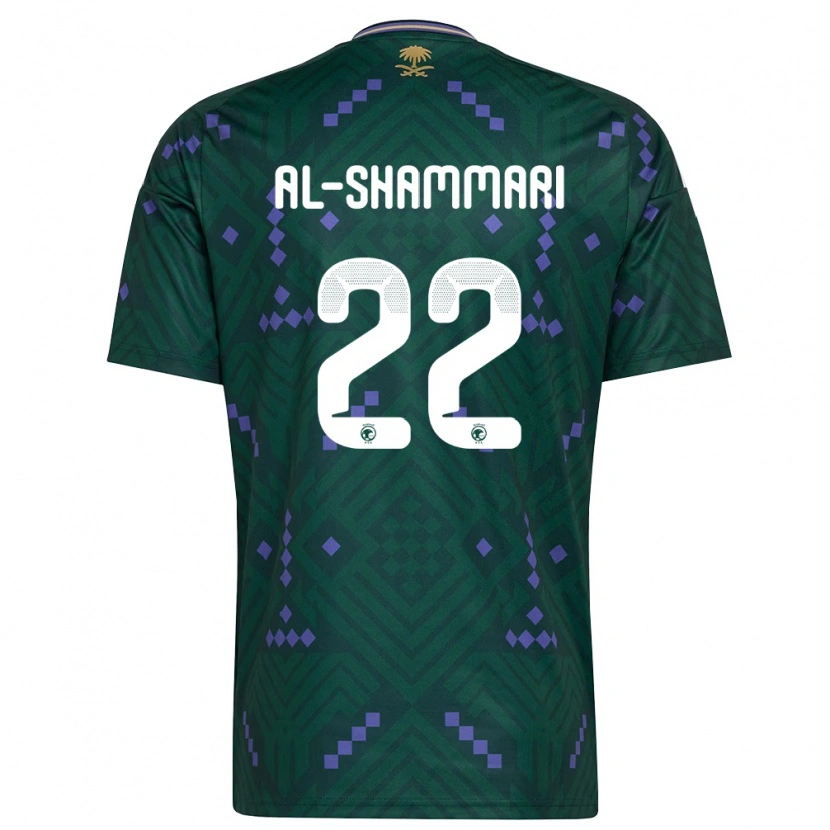 Danxen Hombre Camiseta Arabia Saudita Affas Al-Shammari #22 Verde Púrpura Blanco 1ª Equipación 26-28 La Camisa