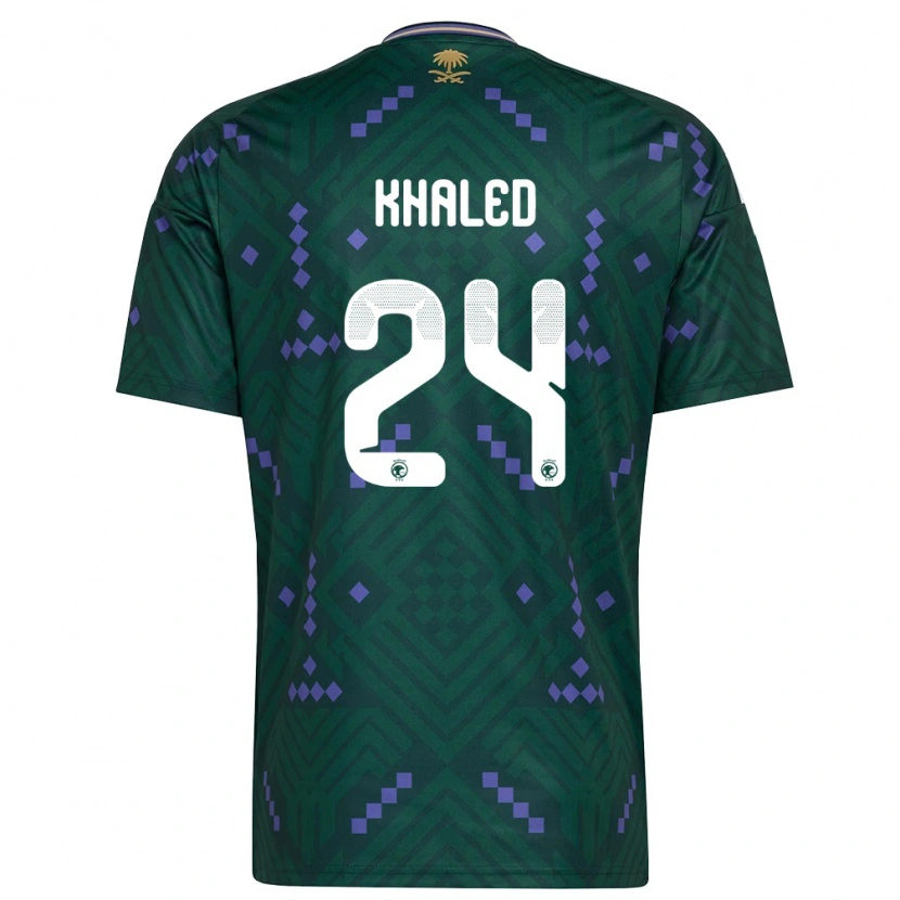 Danxen Hombre Camiseta Arabia Saudita Atheer Khaled #24 Verde Púrpura Blanco 1ª Equipación 26-28 La Camisa