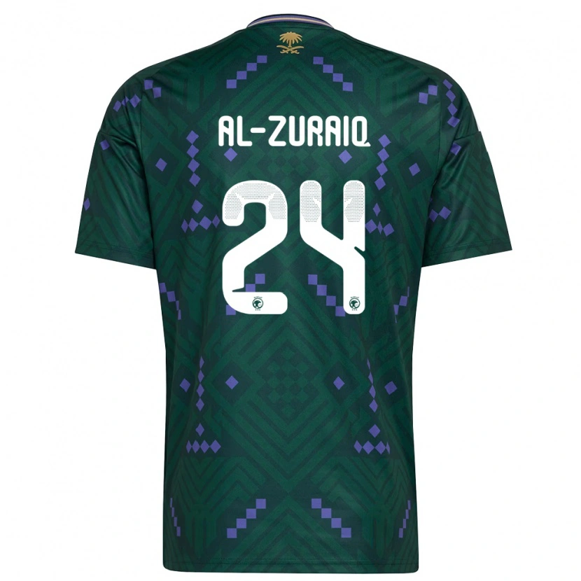 Danxen Hombre Camiseta Arabia Saudita Saeed Ibrahim Al-Zuraiq #24 Verde Púrpura Blanco 1ª Equipación 26-28 La Camisa