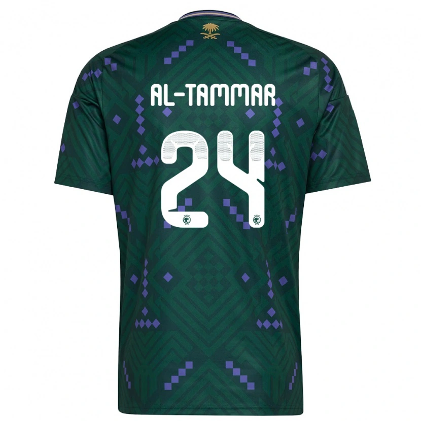 Danxen Hombre Camiseta Arabia Saudita Abdulaziz Al-Tammar #24 Verde Púrpura Blanco 1ª Equipación 26-28 La Camisa